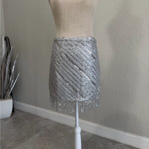 SAYLOR Silver Sequin Mini Skirt
